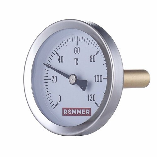 ROMMER Термометр биметаллический с погружной гильзой. Корпус Dn 100 мм, гильза 100 мм 1/2 , 0.120°С