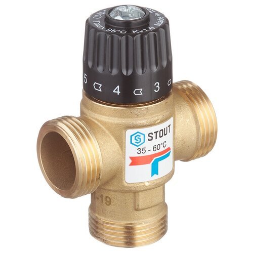 Клапан (вентиль) термостатический (SVM-0120-166025) подмешивающий 1 НР(ш) для систем отопления и ГВС 35-60 С KVs 1,6