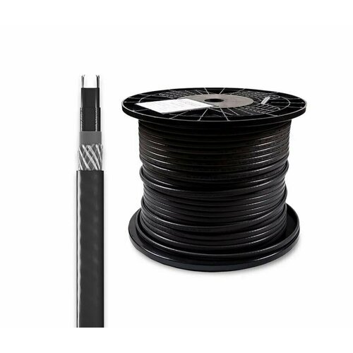 Саморегулирующийся греющий кабель на трубу, 11м 40Вт-2CR/ С экраном/ Черный
