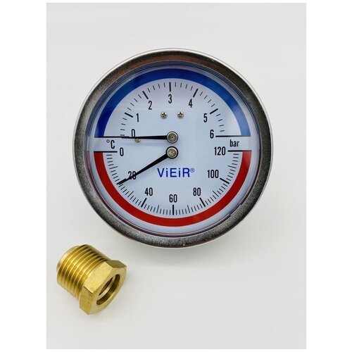 Термоманометр аксиального подключения 1/2' - 6 бар ViEiR