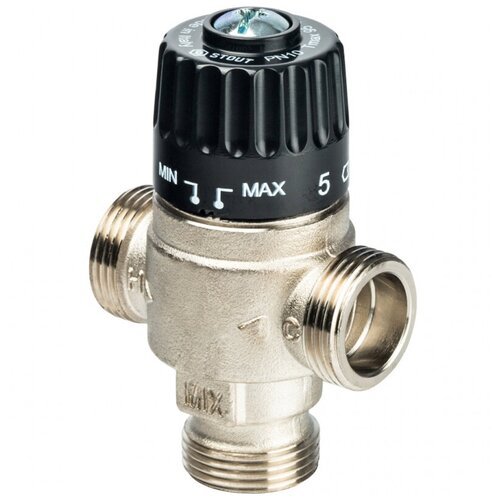 STOUT Термостатический смесительный клапан для систем отопления и ГВС 3/4' НР 30-65°С KV 2,3