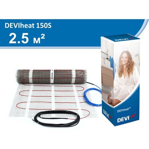 Нагревательный мат, DEVI, DEVIheat 150S (DSVF-150) 375Вт, 2.5 м2, 500х50 см