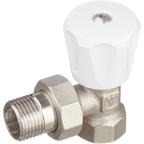 Клапан (вентиль) регулирующий ручной угловой Valtec (VT.007. LN.04) 1/2 НР(ш) х 1/2 ВР(г) для радиатора