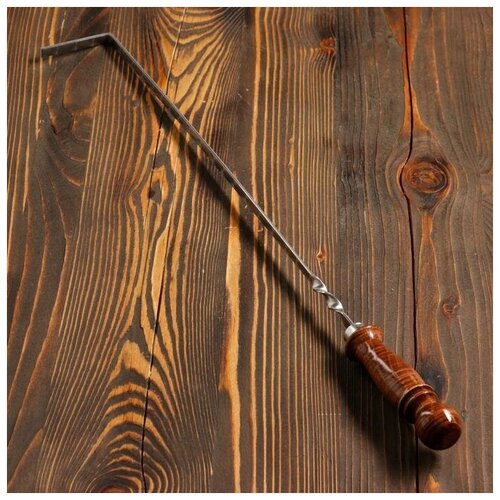 Шафран Кочерга узбекская с деревянной ручкой, с узором 40/1 см, полная длина 62 см, сталь 3 мм