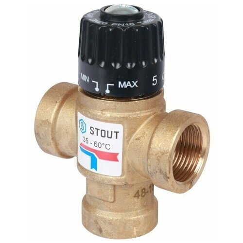 Термостатический смесительный клапан для систем отопления и ГВС 3/4 ВР 35-60°С KV 1,6, STOUT SVM-0110-166020