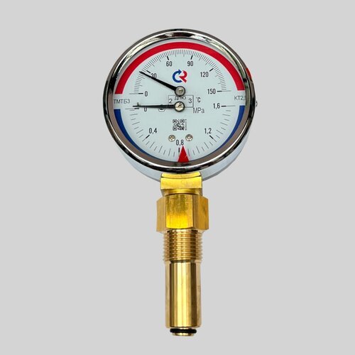 Термоманометр технический биметаллический ТМТБ-31Р.1(0-150С)(0-1,6MPa)G1/2.2,5, L46мм, D80мм