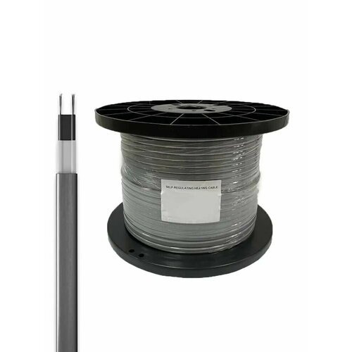 Саморегулирующийся греющий кабель на трубу, 30м 24Вт-2/ Без экрана/ Серый