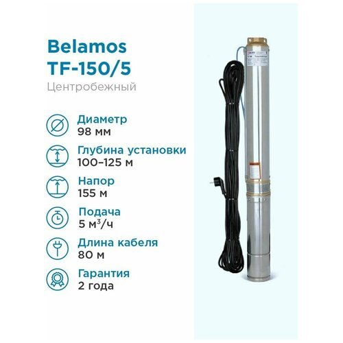 Скважинный насос BELAMOS TF-150 (кабель 80 м) (2200 Вт) серебристый